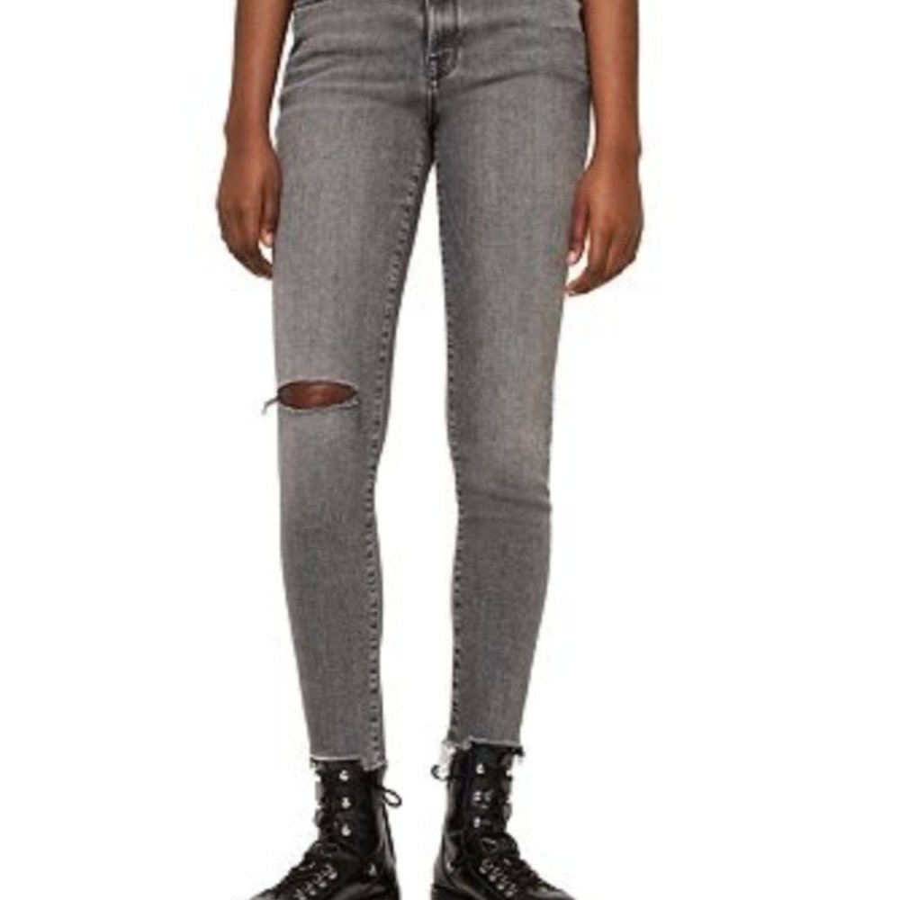 AllSaints Gray destroyed skinny jeans